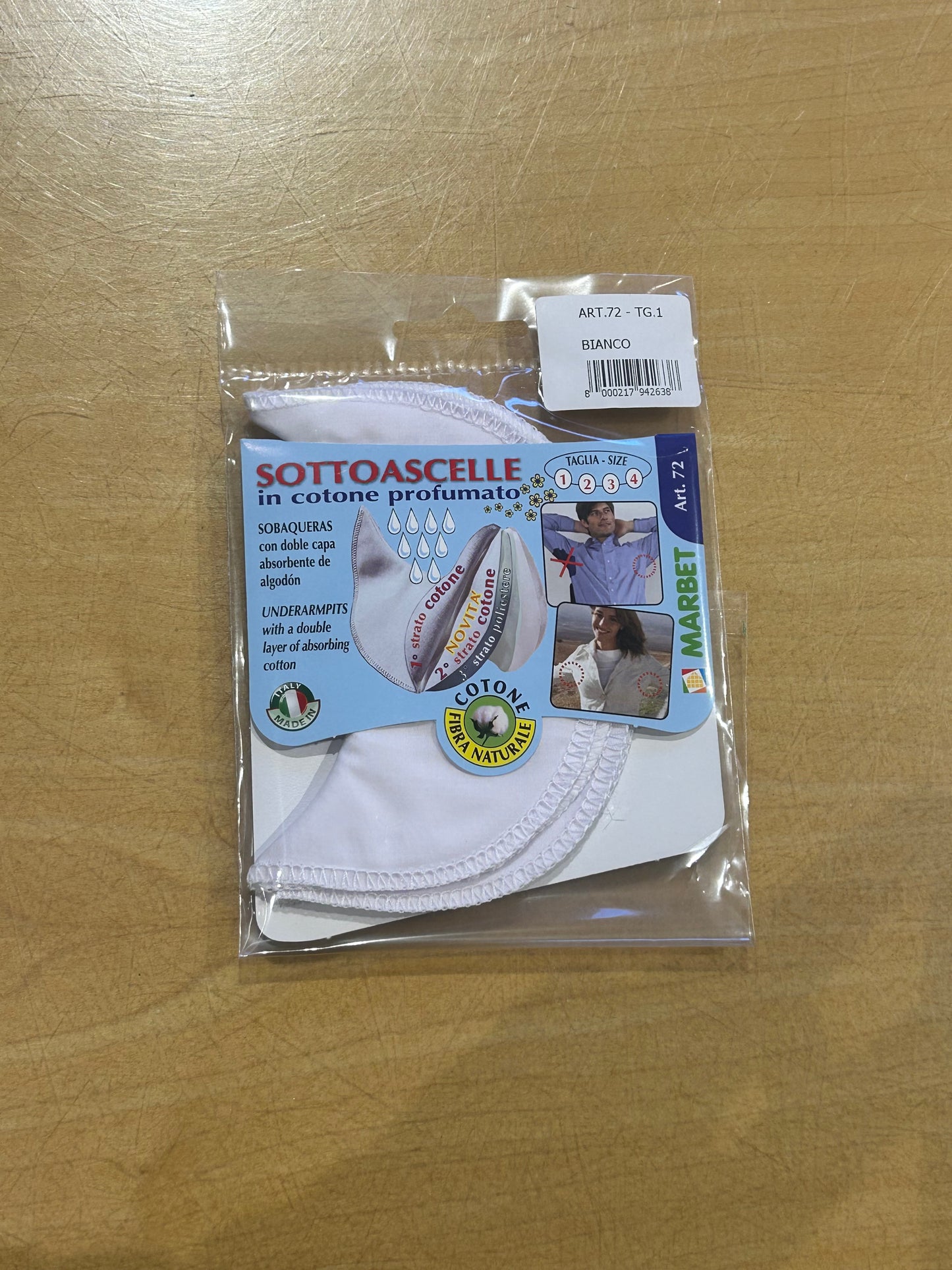 SOTTO ASCELLE in cotone e poliestere col. BIANCO Profumate TG. I , MARBET