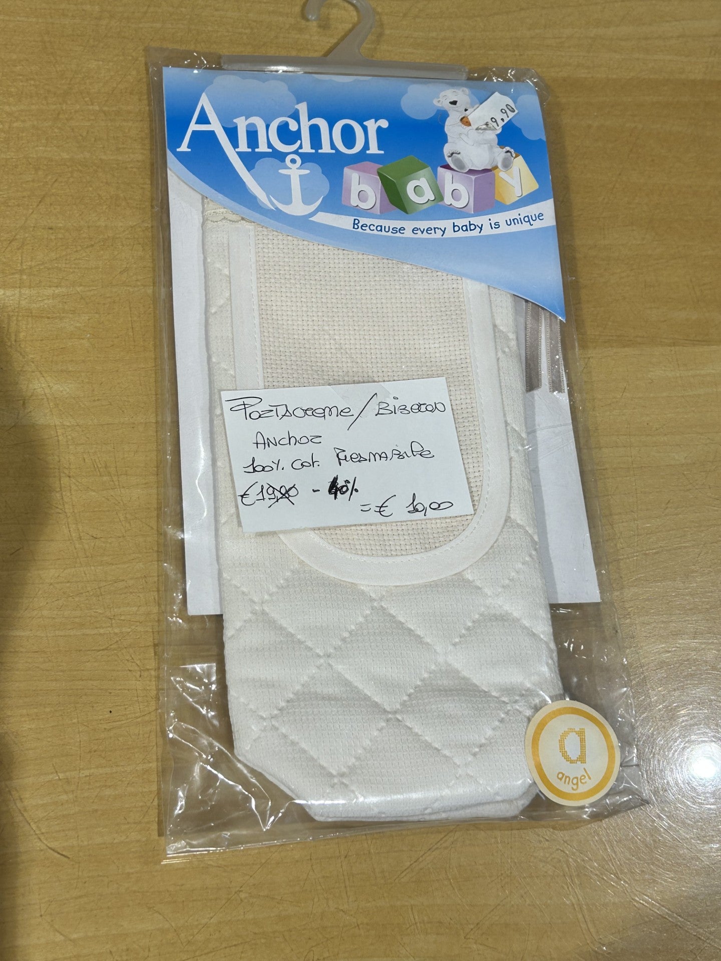 PORTA CREME / BIBERON 100% COL. AVORIO cotone DA RICAMO, ANCHOR BABY