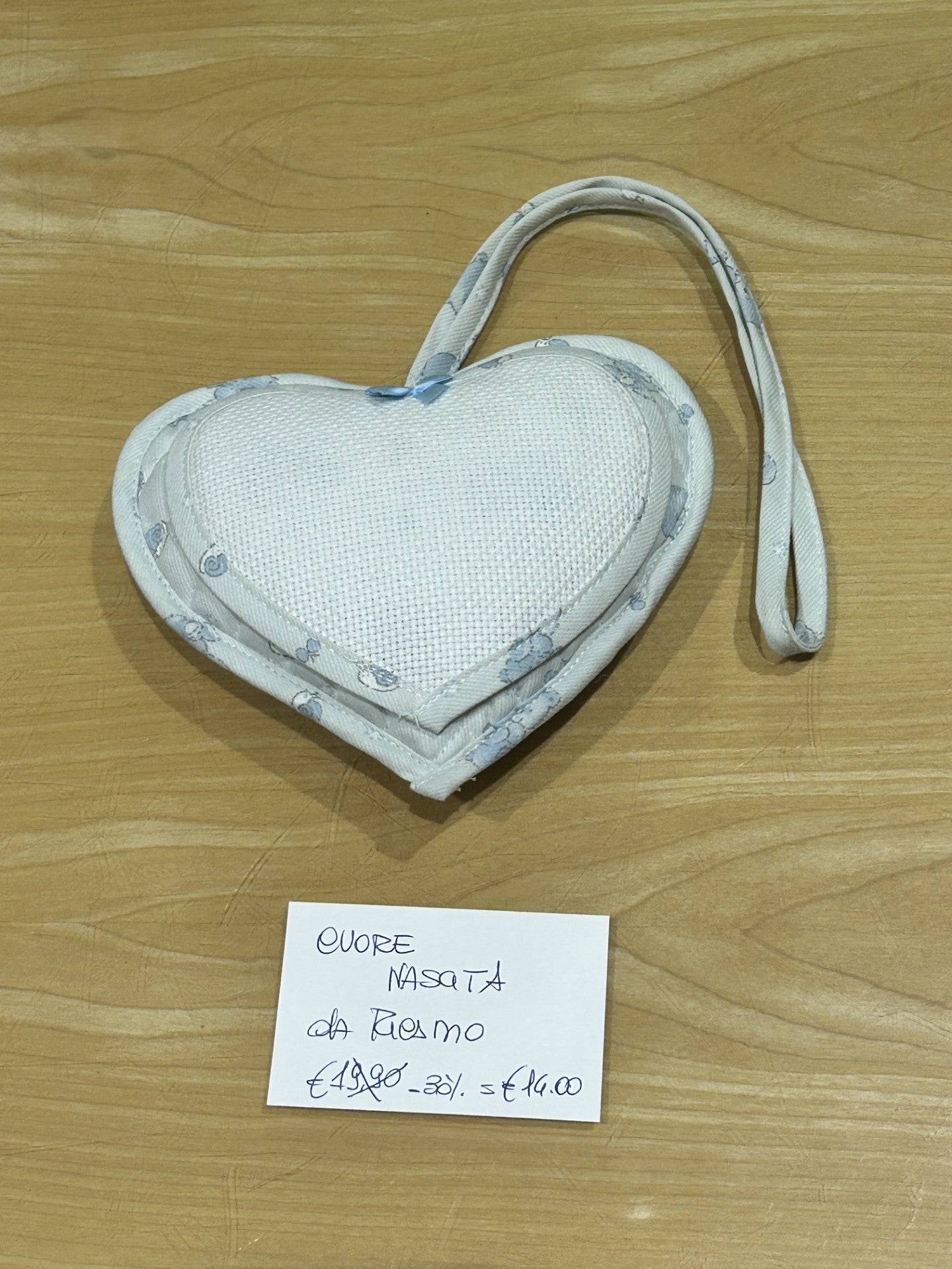 FIOCCO NASCITA da ricamo, CUORE Grigio-Avio , 100% cotone
