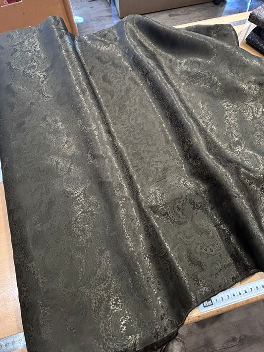 fodera fantasia "damascata" base verde militare - 100% cupro
