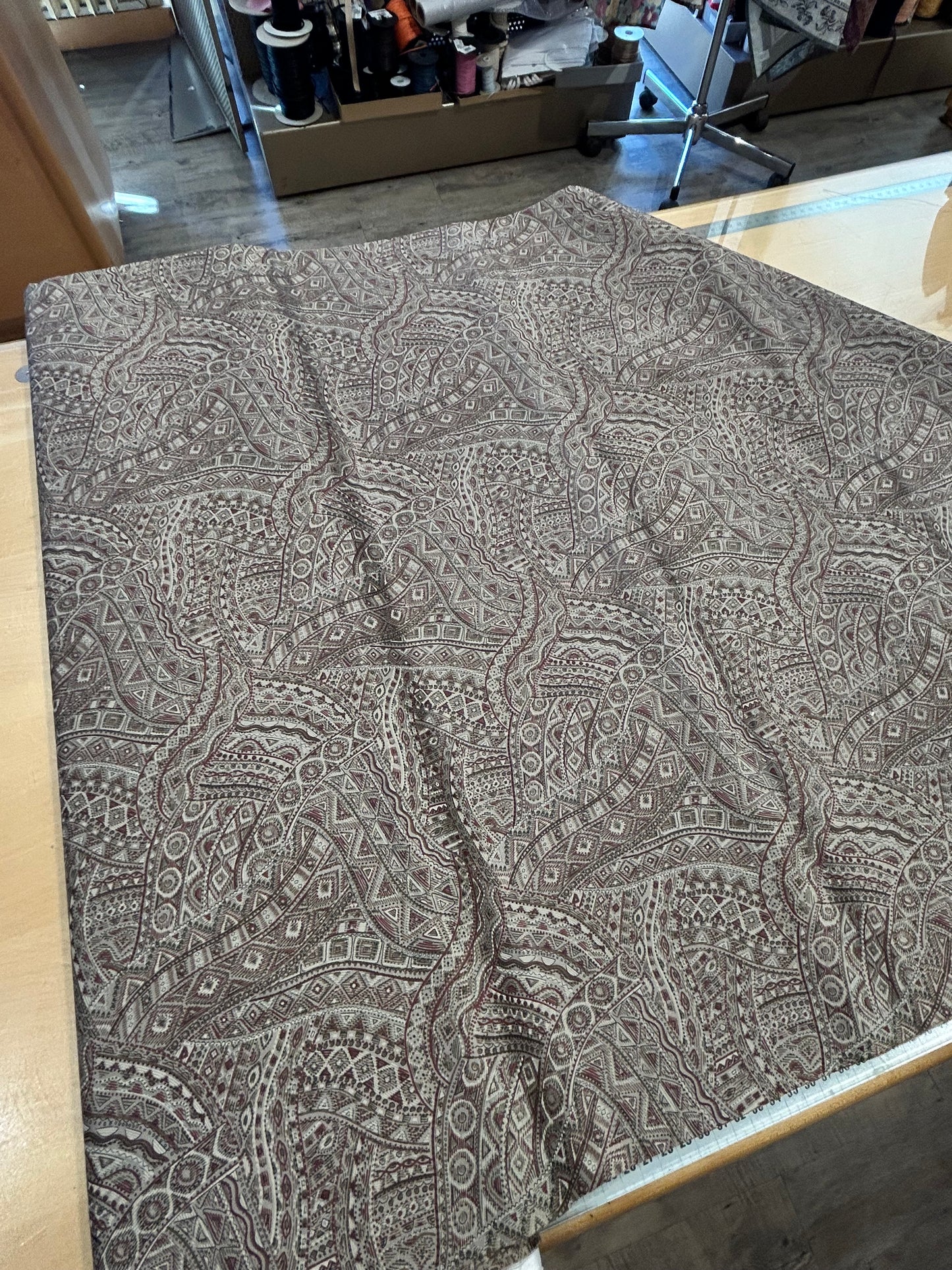 fodera fantasia tentacoli base verde oliva e decoro bordeaux - 100% cupro