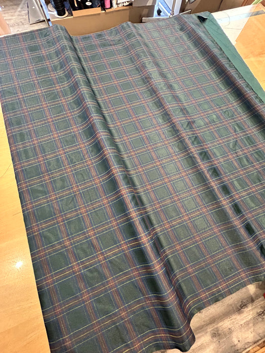 fodera fantasia quadretti verde - bordeaux - 100% cupro