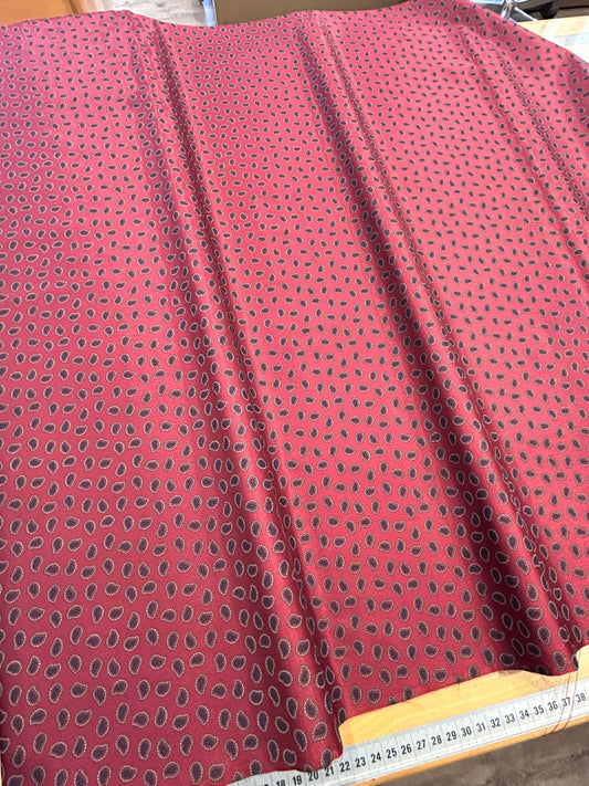 fodera fantasia base bordeaux con forme verdi e blu - 100% cupro