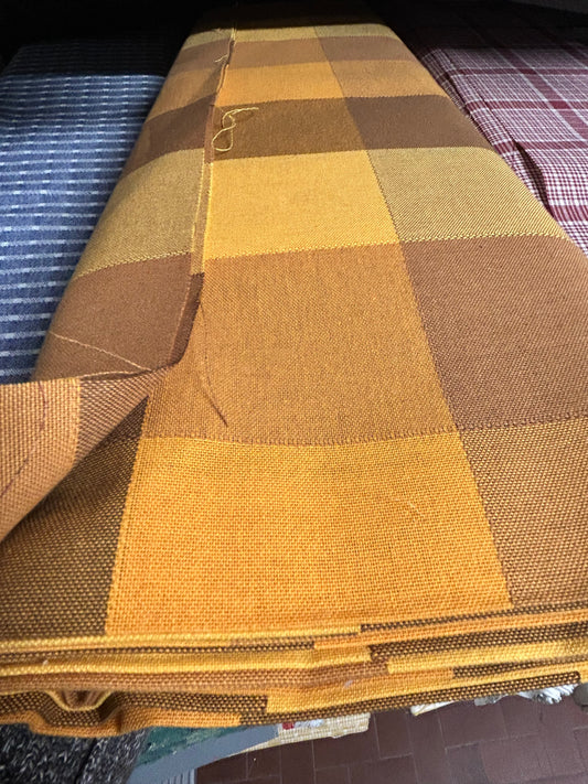 tessuto a quadretti toni di giallo 100% cotone, H.150 cm