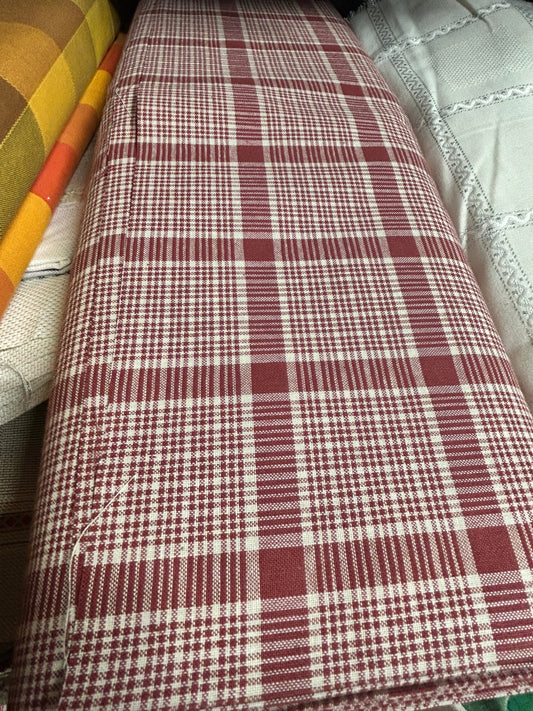 tessuto quadretti beige - bordeaux H. 150 100% Cotone