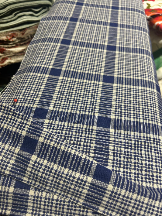 tessuto fantasia quadretti bluette 100% Cotone Graziano