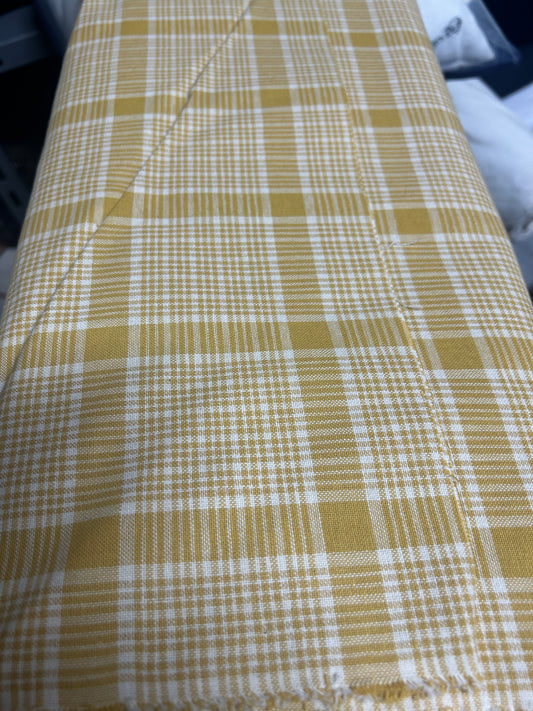tessuto fantasia quadretto col. giallo-senape 100% Cotone Graziano