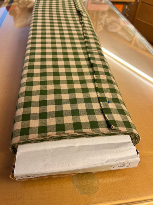 tessuto quadretti verde-beige 100% Cotone H.150 cm.