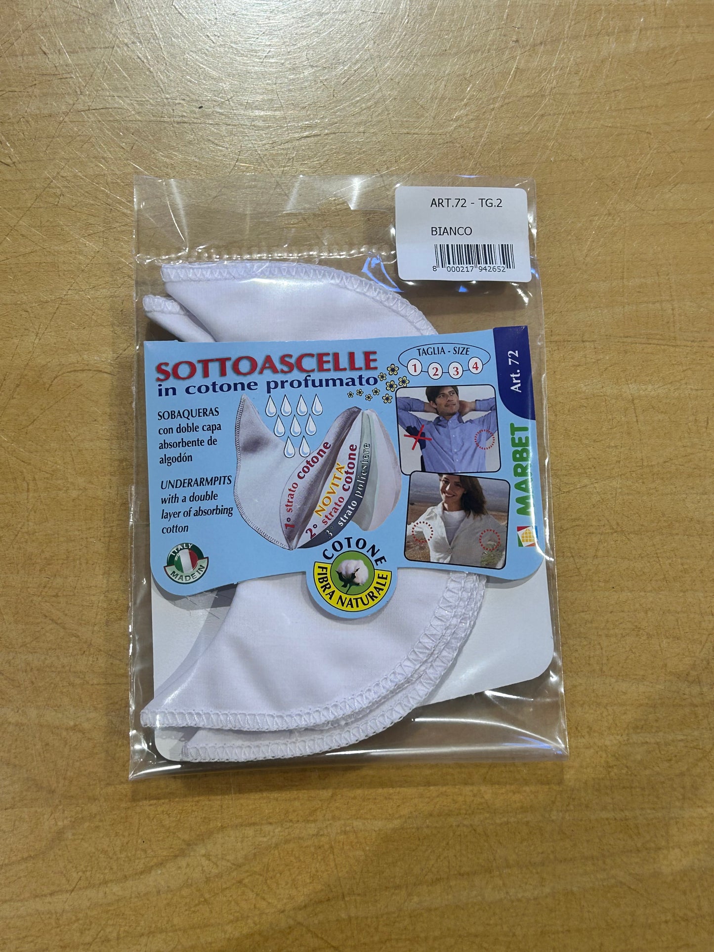 SOTTO ASCELLE in cotone e poliestere col. BIANCO Profumate TG. II , MARBET