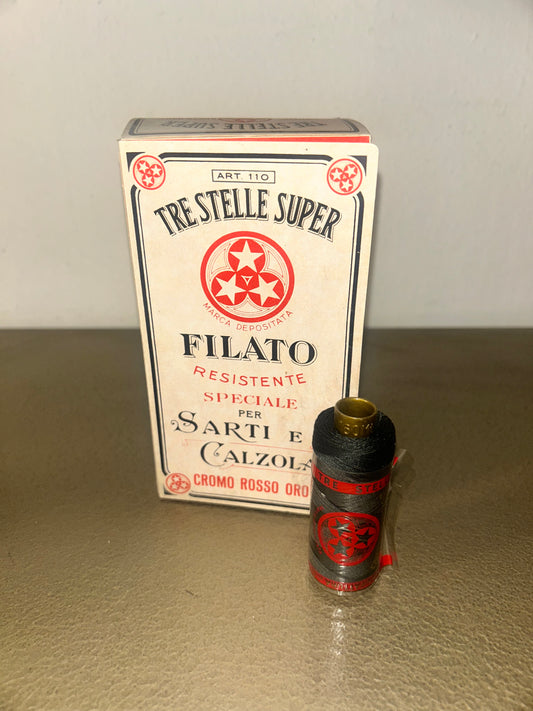 SCATOLA INTERA CONT. 12 SPOLE FILO MEDIO COL. NERO NUMERO 30, Cucirini Tre Stelle