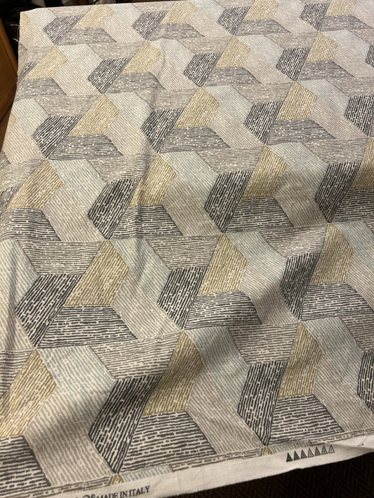 tessuto da arredamento H.140 cm. 100% Cotone fantasia geometrica ad onde, Romo