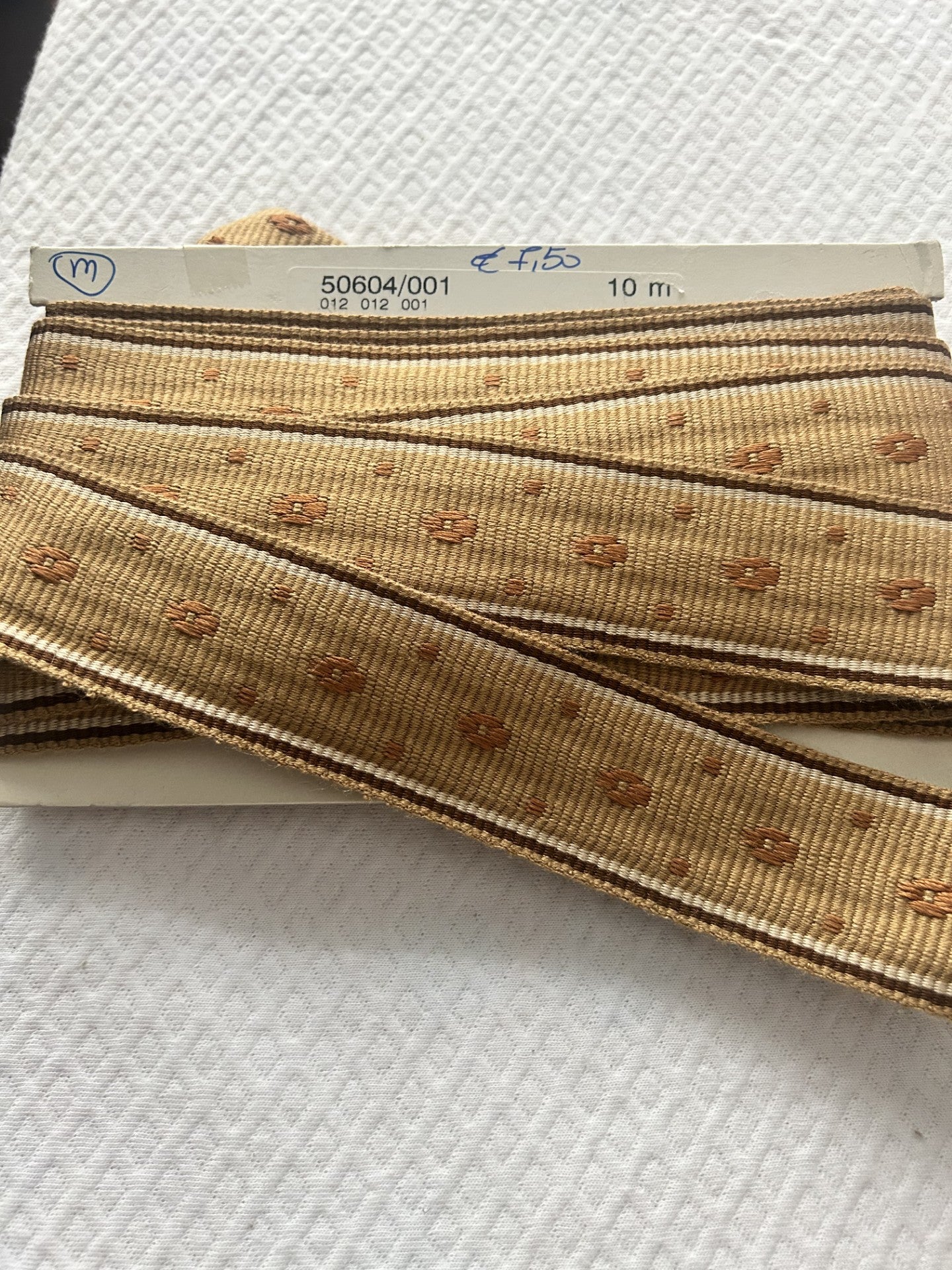 bordo decorato 100% cotone H. 4,5 CM. toni di marrone