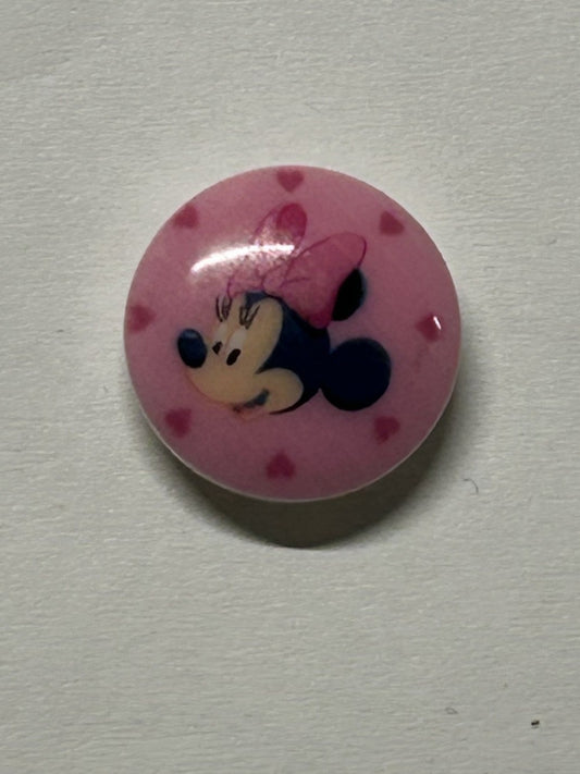 bottone bimbo/a MINNIE base fucsia mm.15, originale DISNEY