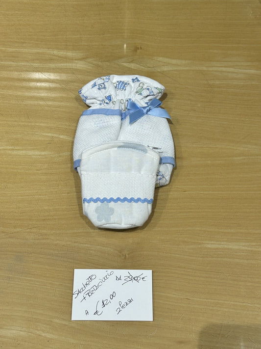 kit 2 PZ. BIMBO porta ciuccio e accessori , ricamabile a punto croce