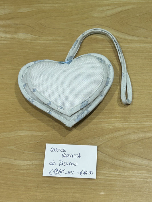 FIOCCO NASCITA da ricamo, CUORE Grigio-Avio , 100% cotone