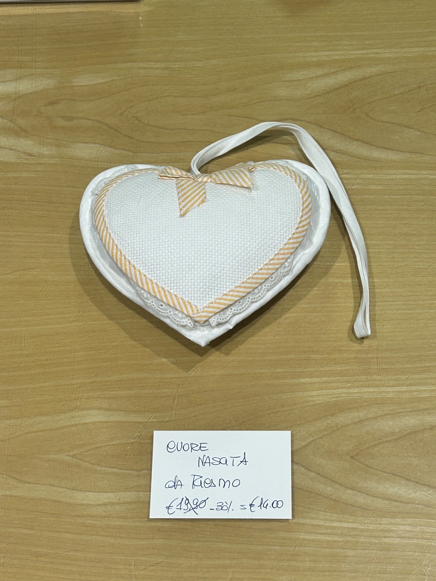 FIOCCO NASCITA da ricamo, CUORE Arancio, 100% cotone