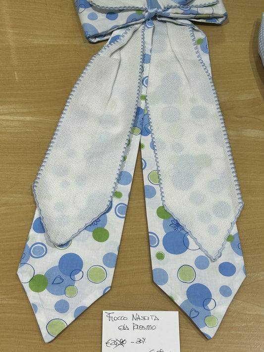 FIOCCO NASCITA CLASSICO (2 CALATE) 100% cotone , POIS, da ricamo