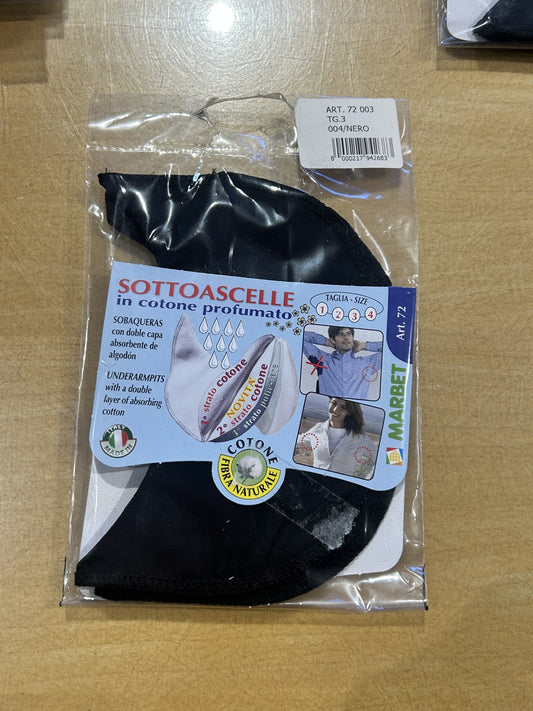 SOTTO ASCELLE in cotone e poliestere col. NERO Profumate TG. III , MARBET
