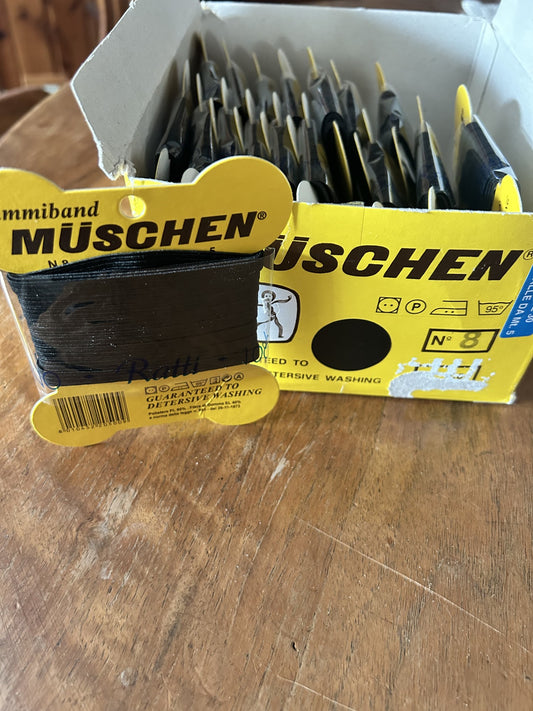 ELASTICO MUSCHEN 5 MT. COL. NERO ad alta resistenza - lavabile fino a 95 c°