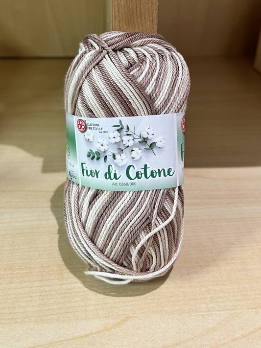 gomitolo cotone "FIOR DI COTONE" sfumato marrone 50g. , Cucirini Tre Stelle