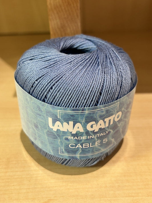 gomitolo COTONE CABLE' 5 azzurro col. 8889, LANA GATTO