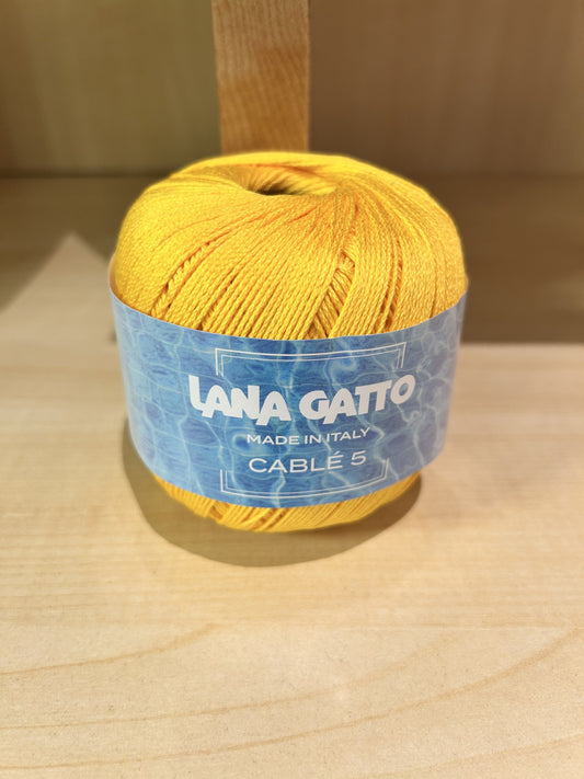 gomitolo COTONE CABLE' 5 giallo col. 6568, LANA GATTO