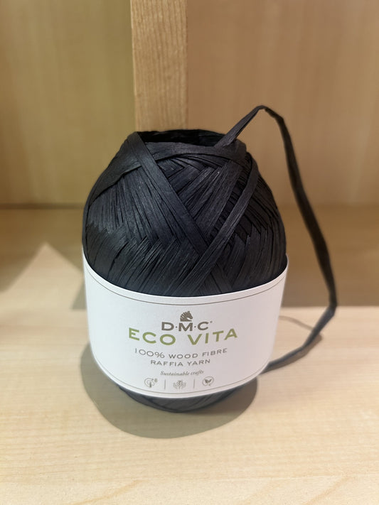 gomitolo di RAFFIA ECOVITA (100% fibra di legno) 50g. 100 MT. COL. NERO