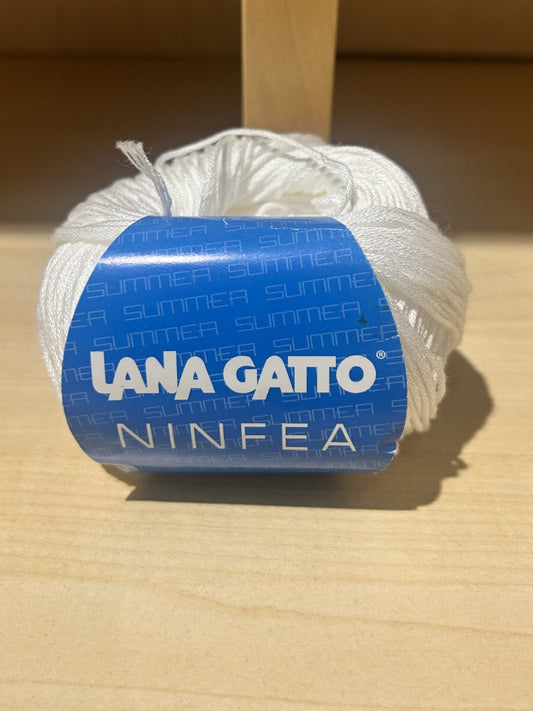 gomitolo COTONE "NINFEA" col. bianco 50g. (156 mt.), LANA GATTO