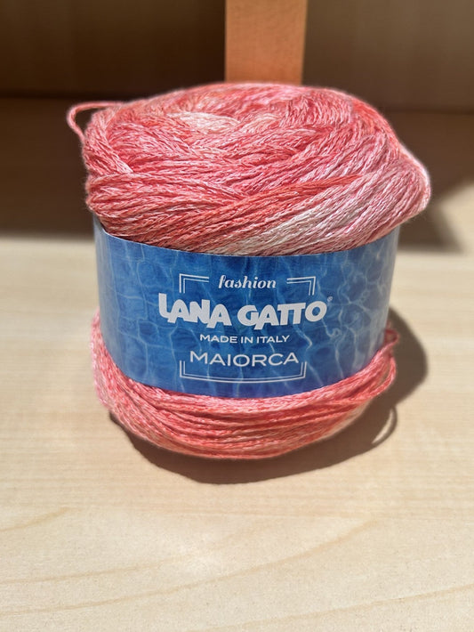 gomitolo cotone e viscosa "MAIORCA" (100g. - 310 mt.) col. corallo 30733 - Linea Fashion, LANA GATTO