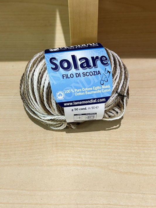 gomitolo di COTONE "SOLARE" col. sfumato BEIGE , MONDIAL