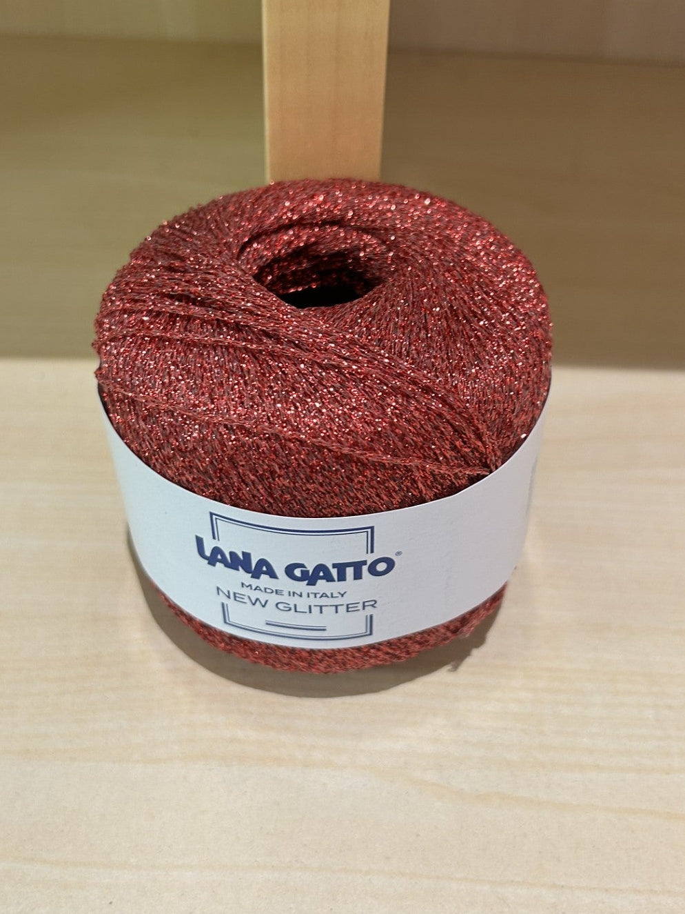 gomitolo IN POLIESTERE "NEW GLITTER" COL. ROSSO 8585, LANA GATTO