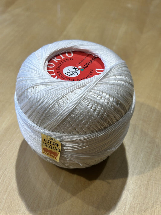 gomitolo di puro COTONE makò egiziano doppio ritorto N. 12 col. ECRU' (100 g.), ADRIAFIL filati dal 1911
