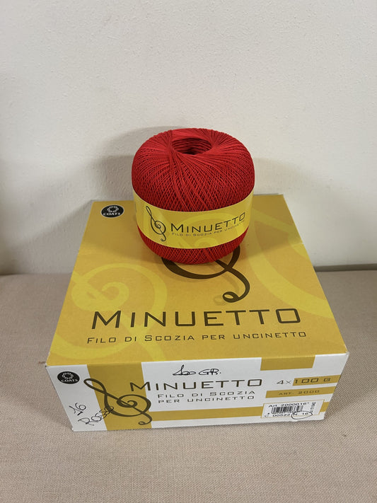 gomitolo PURO COTONE FILO DI SCOZIA PER UNCINETTO "MINUETTO" COL. ROSSO NR.16, COATS CUCIRINI 3 STELLE