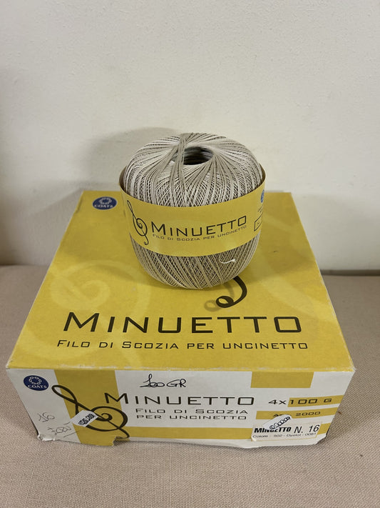 gomitolo PURO COTONE FILO DI SCOZIA PER UNCINETTO "MINUETTO" COL. ECRU' NR.16, COATS CUCIRINI 3 STELLE