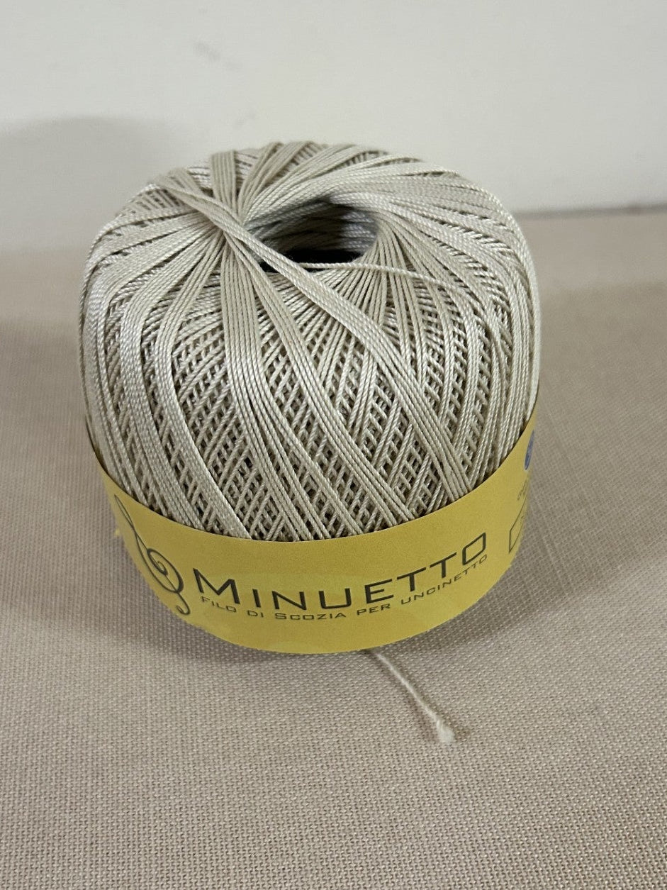gomitolo PURO COTONE FILO DI SCOZIA PER UNCINETTO "MINUETTO" COL. ECRU' NR.8, COATS CUCIRINI 3 STELLE