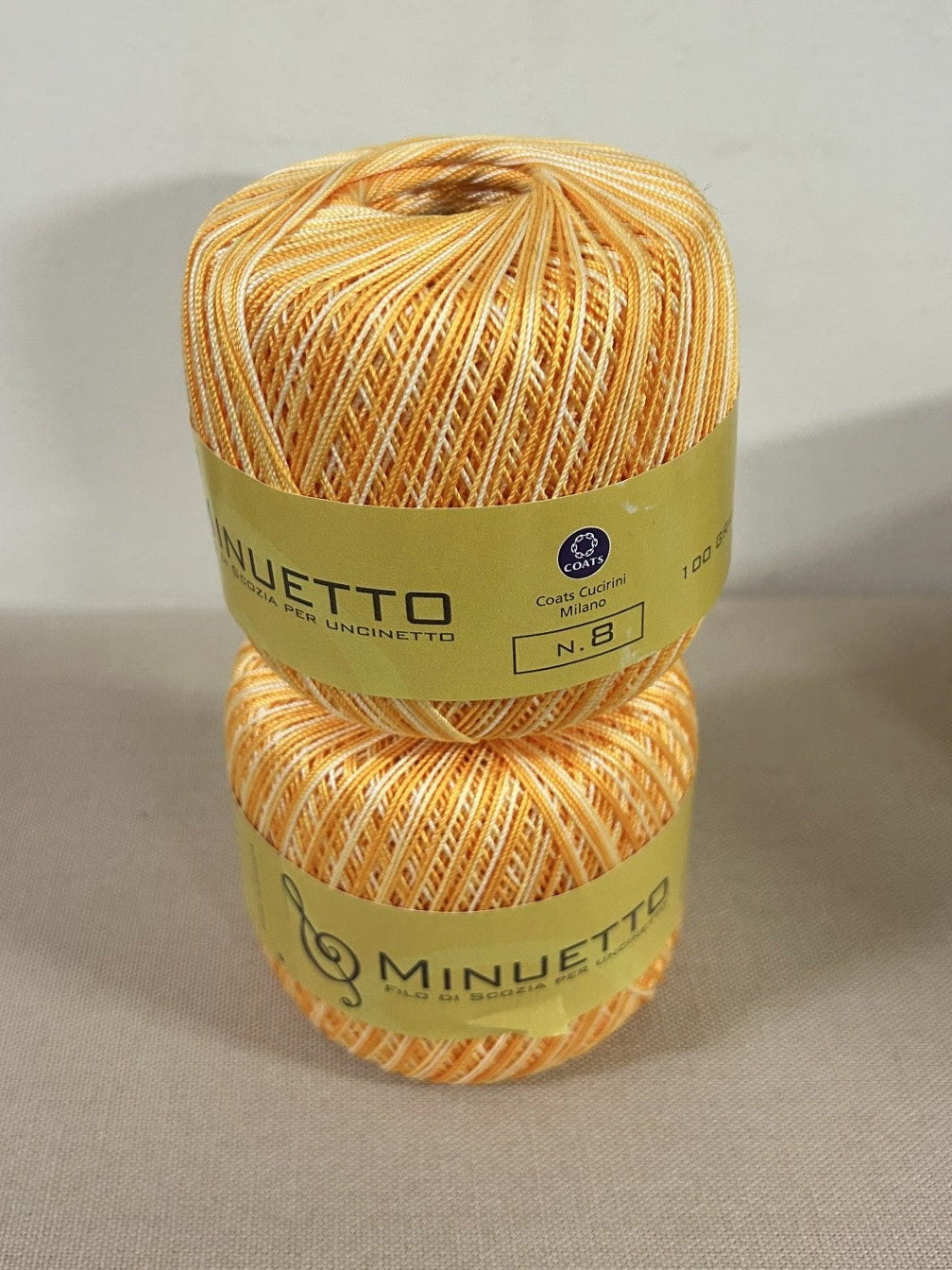 gomitolo PURO COTONE FILO DI SCOZIA PER UNCINETTO "MINUETTO" sfumato giallo NR.8, COATS CUCIRINI 3 STELLE