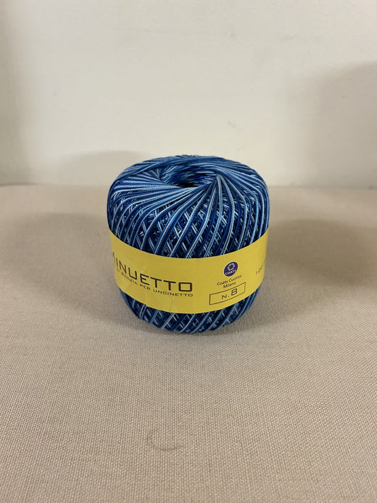 gomitolo PURO COTONE FILO DI SCOZIA PER UNCINETTO "MINUETTO" sfumato blu NR.8, COATS CUCIRINI 3 STELLE