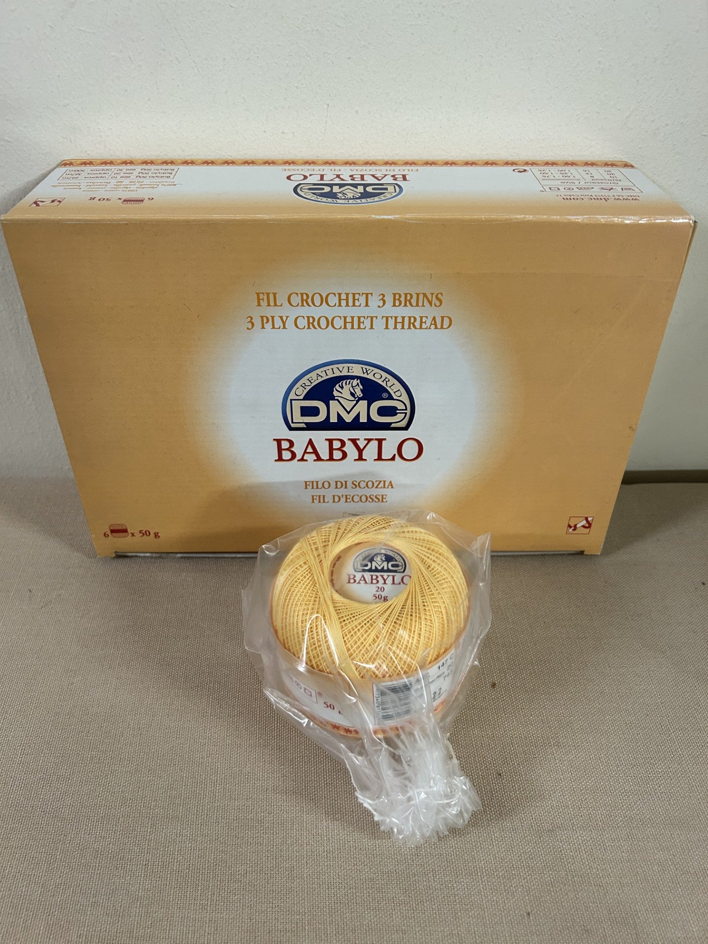 gomitolo COTONE FILO DI SCOZIA 50 g. da uncinetto BABYLO N.20 giallo col.743, DMC