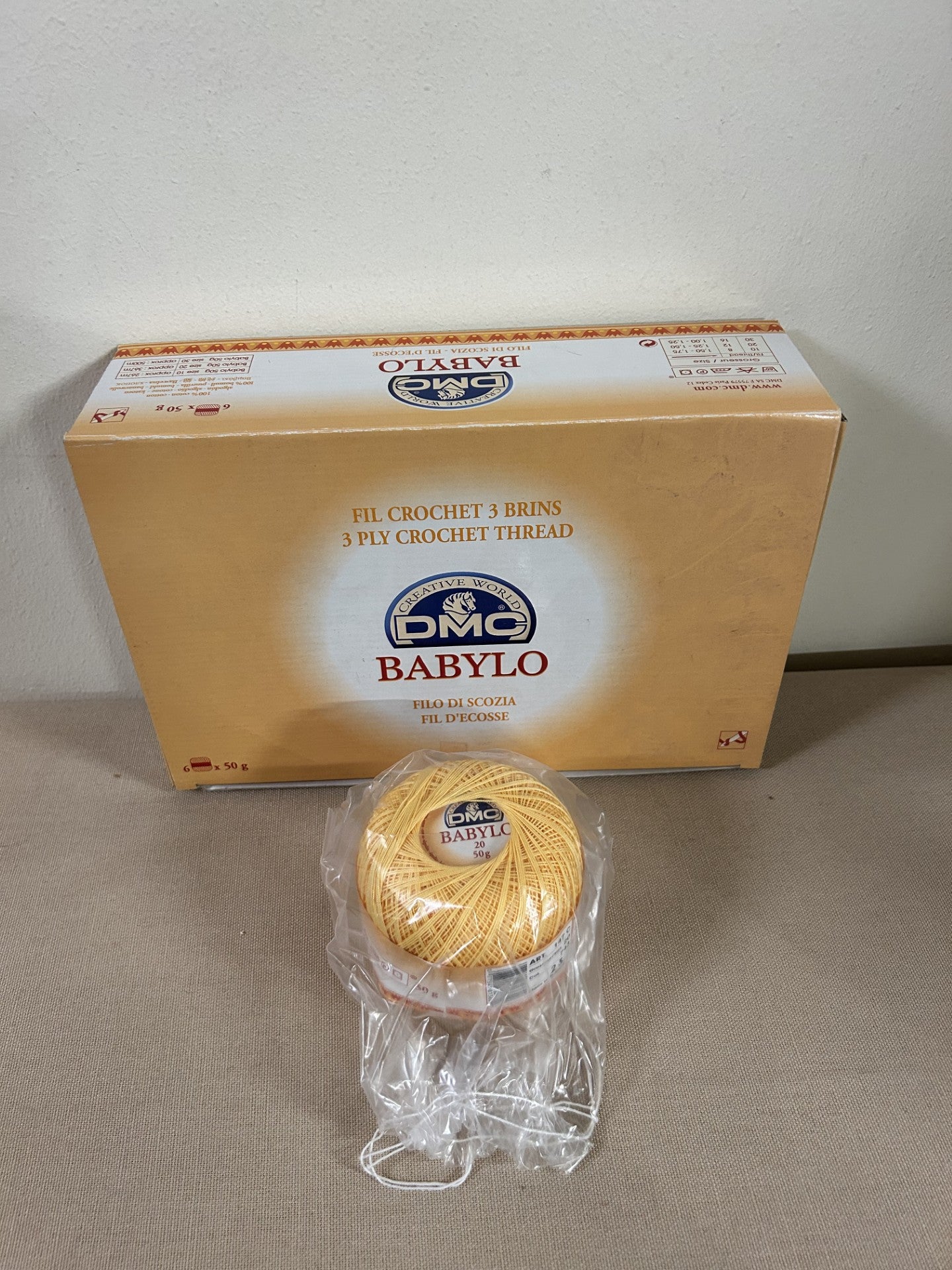 gomitolo COTONE FILO DI SCOZIA 50 g. da uncinetto BABYLO N.20 giallo sole COL. 743, DMC