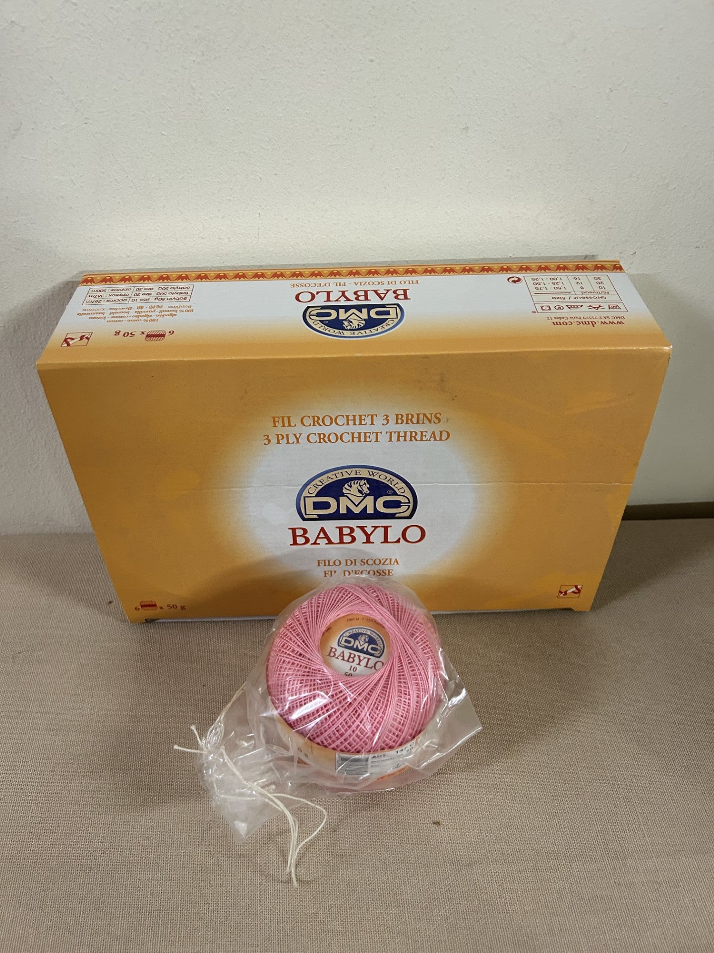 gomitolo COTONE FILO DI SCOZIA 50 g. da uncinetto BABYLO N.10 rosa baby col.460, DMC