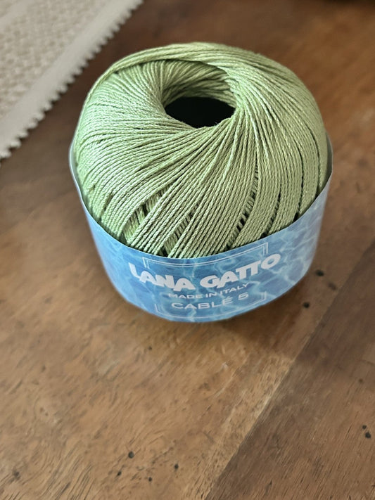 gomitolo COTONE CABLE' 5 VERDE col. 6582, LANA GATTO