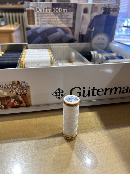 FILO DA CUCIRE DENIM 100% COTONE nr.50 (spola 100 mt.) COL. BIANCO 5709, GUTERMANN