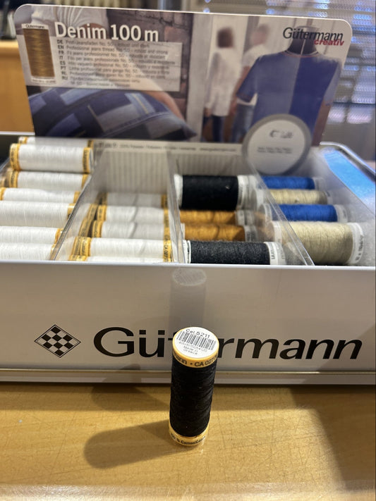 FILO DA CUCIRE DENIM 100% COTONE nr.50 (spola 100 mt.) COL. NERO 5211, GUTERMANN