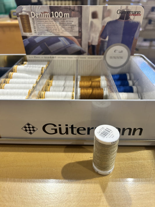 FILO DA CUCIRE DENIM 100% POLIESTERE N.100 (spola 250 mt.) COL. BEIGE 2725, GUTERMANN