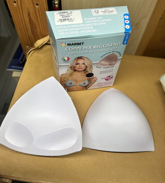 COPPE PER REGGISENO / COSTUME DA BAGNO TG. L COL.BIANCO MOD. TRIANGOLO ART.161/T MARBET
