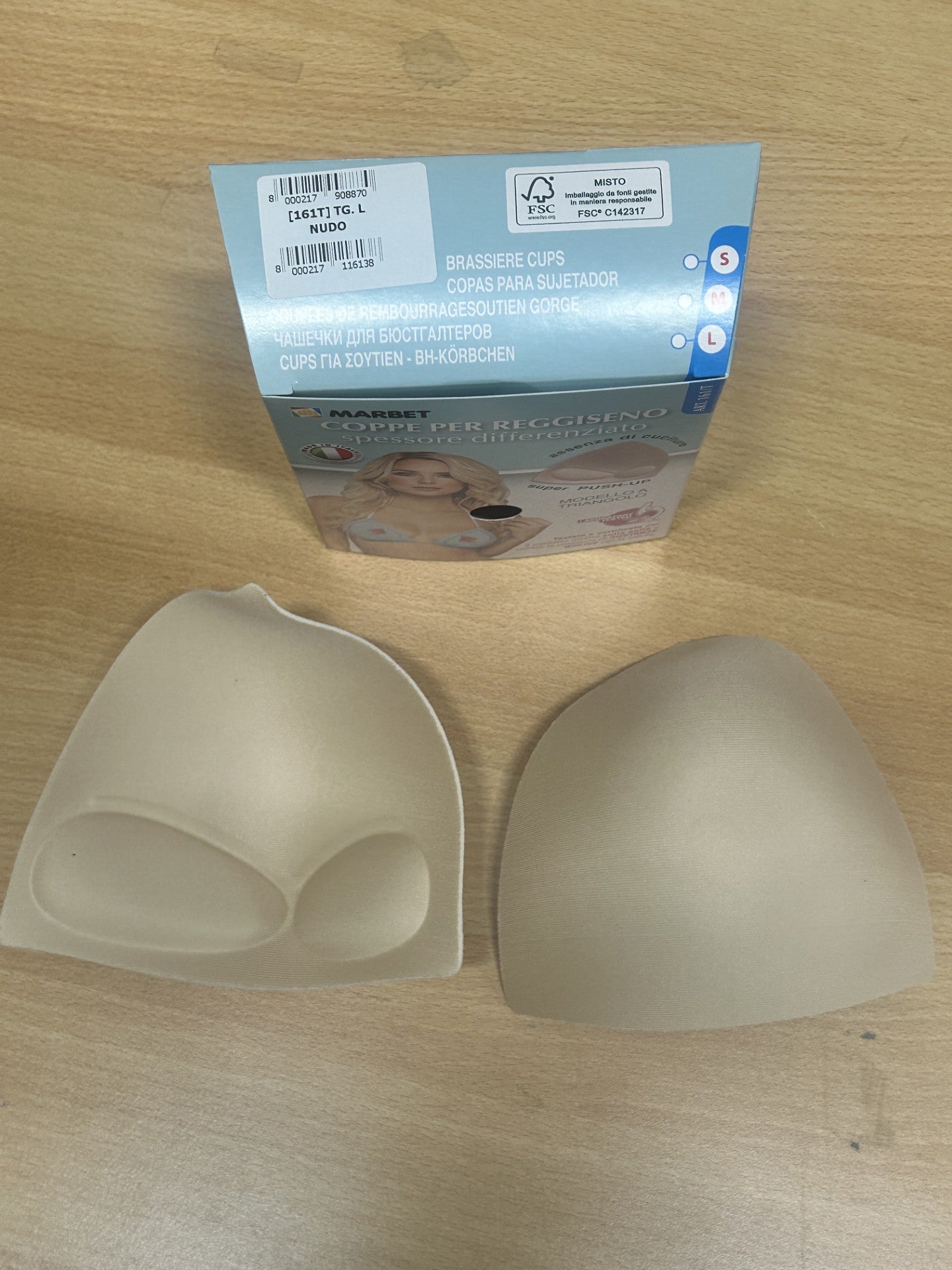 COPPE PER REGGISENO / COSTUME DA BAGNO TG. L COL. NUDO MOD. TRIANGOLO ART.161/T MARBET