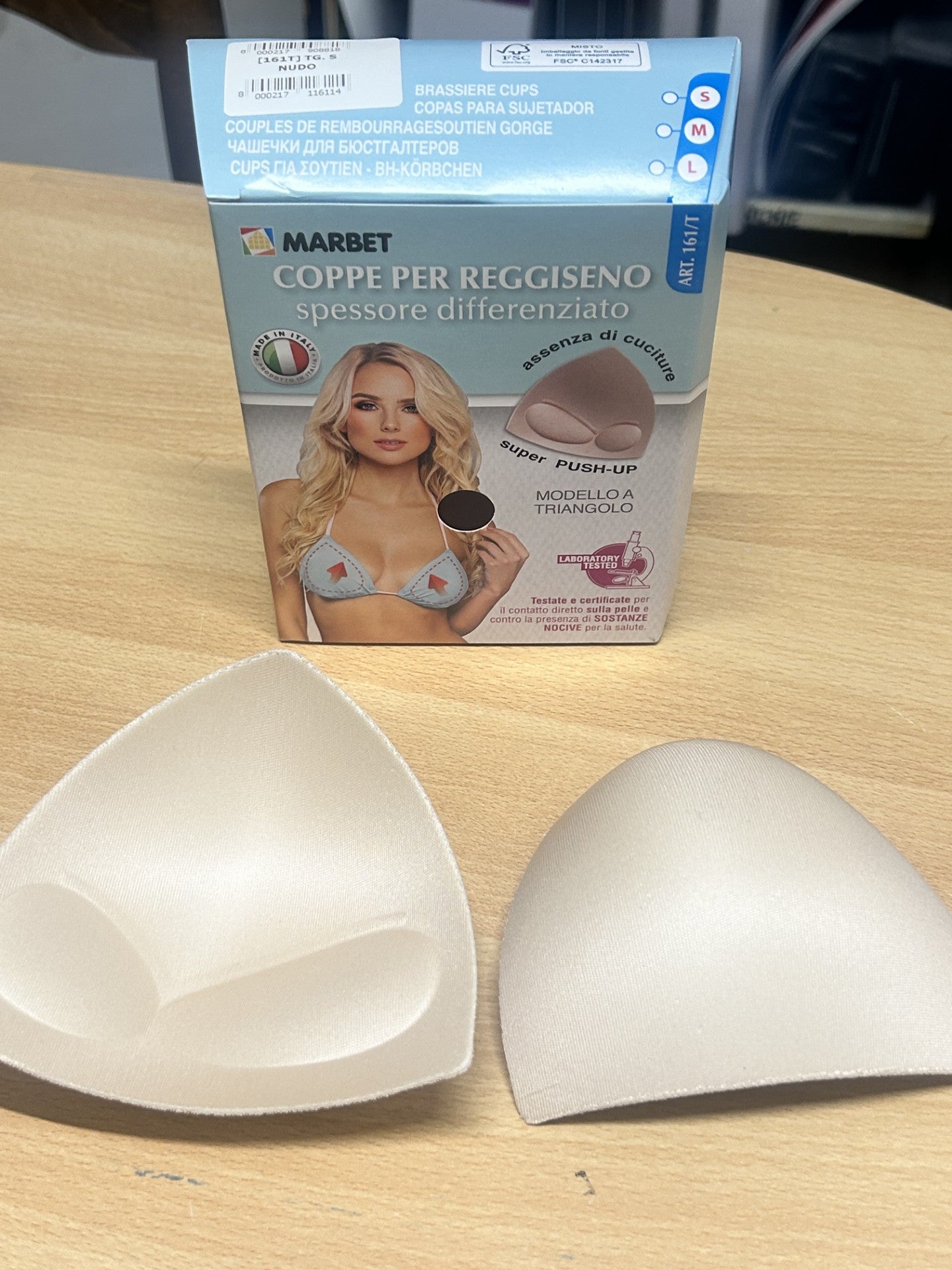 COPPE PER REGGISENO / COSTUME DA BAGNO TG. S COL. NUDO MOD. TRIANGOLO ART.161/T MARBET