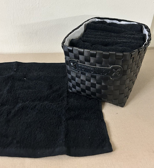 CONFEZIONE 10 ASCIUGAMANI OSPITE PURO COTONE 100% COL. NERO, COTTON JOY