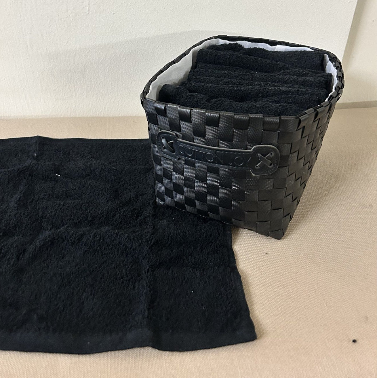 CONFEZIONE 7 ASCIUGAMANI OSPITE PURO COTONE 100% COL. NERO, COTTON JOY