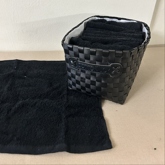 CONFEZIONE 7 ASCIUGAMANI OSPITE PURO COTONE 100% COL. NERO, COTTON JOY